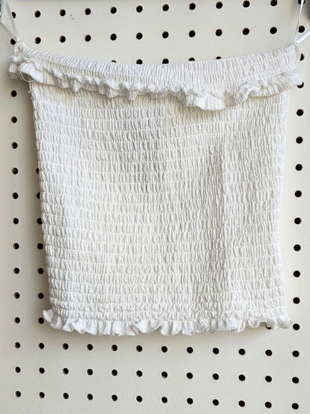 Love Tree White Smocked Crop Tube Top